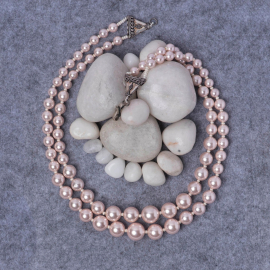 Pink Fresh Water 2 Line Pearl Mala