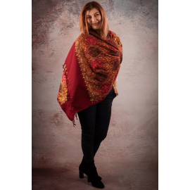 REVERSIBLE WOOL SHAWL WITH HAND MADE INDIA EMBROIDERY