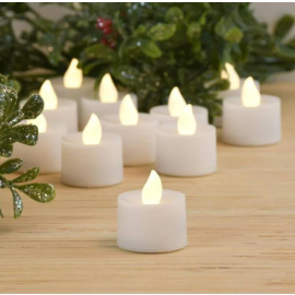 Flameless & Smokeless Flickering Electric LED Tea Light Candles Pack of 12 White