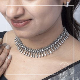 Angaja Short Silver Necklace