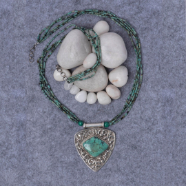 Silver Pendant in Turquoise Beads