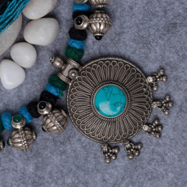 Tribal Silver Blue Necklace