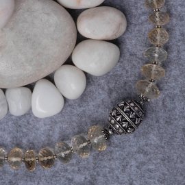 Yellow Topaz Silver Mala